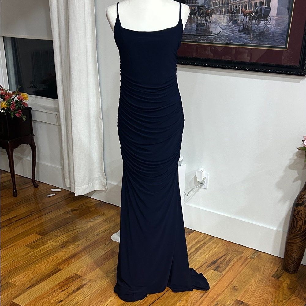 Club L London Navy Ruched Maxi Dress - Picture 1 of 6